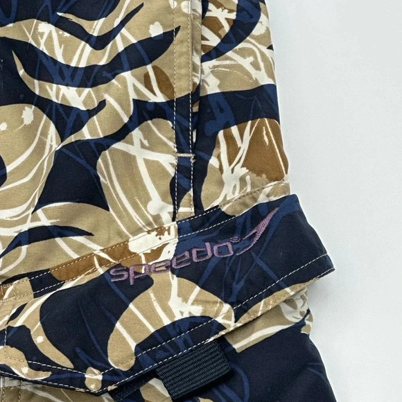 Men's SPEEDO Swim Trunks Navy & Gray Sz MEDIUM drawstring CARGO pockets - Picture 4 of 7